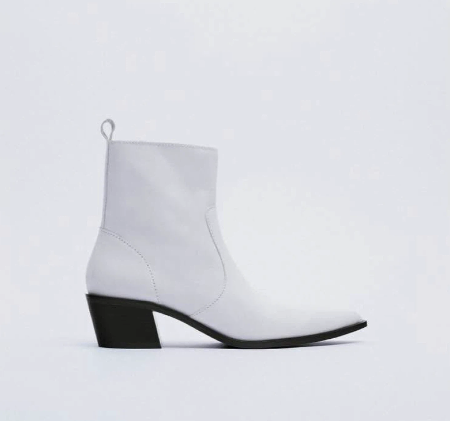 Zara White Leather Heeled Ankle Boots - photo 2