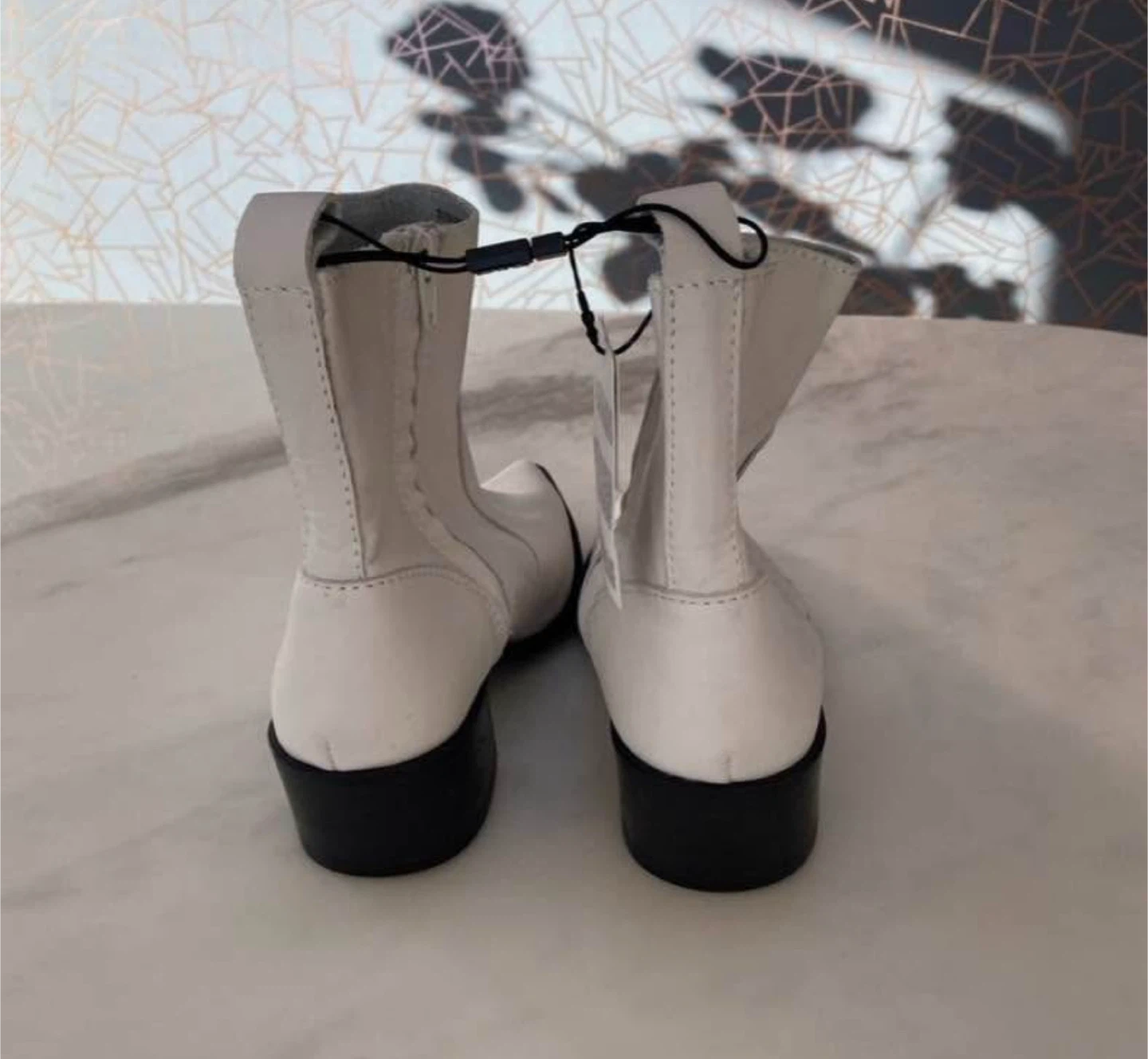 Zara White Leather Heeled Ankle Boots - photo 3