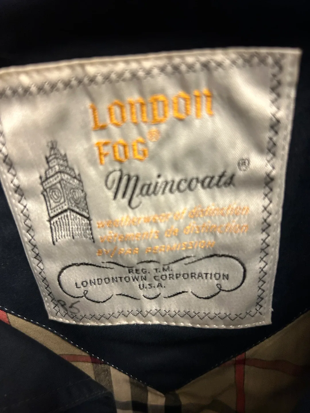 London Fog Maincoats Navy Trench Coat - Size 40S image indicator(4)