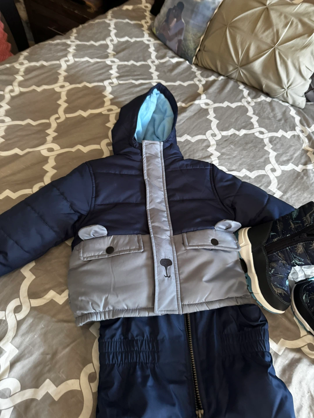 Kids' Puffer Jacket & Snow Pants Set - Navy/Gray - photo 4