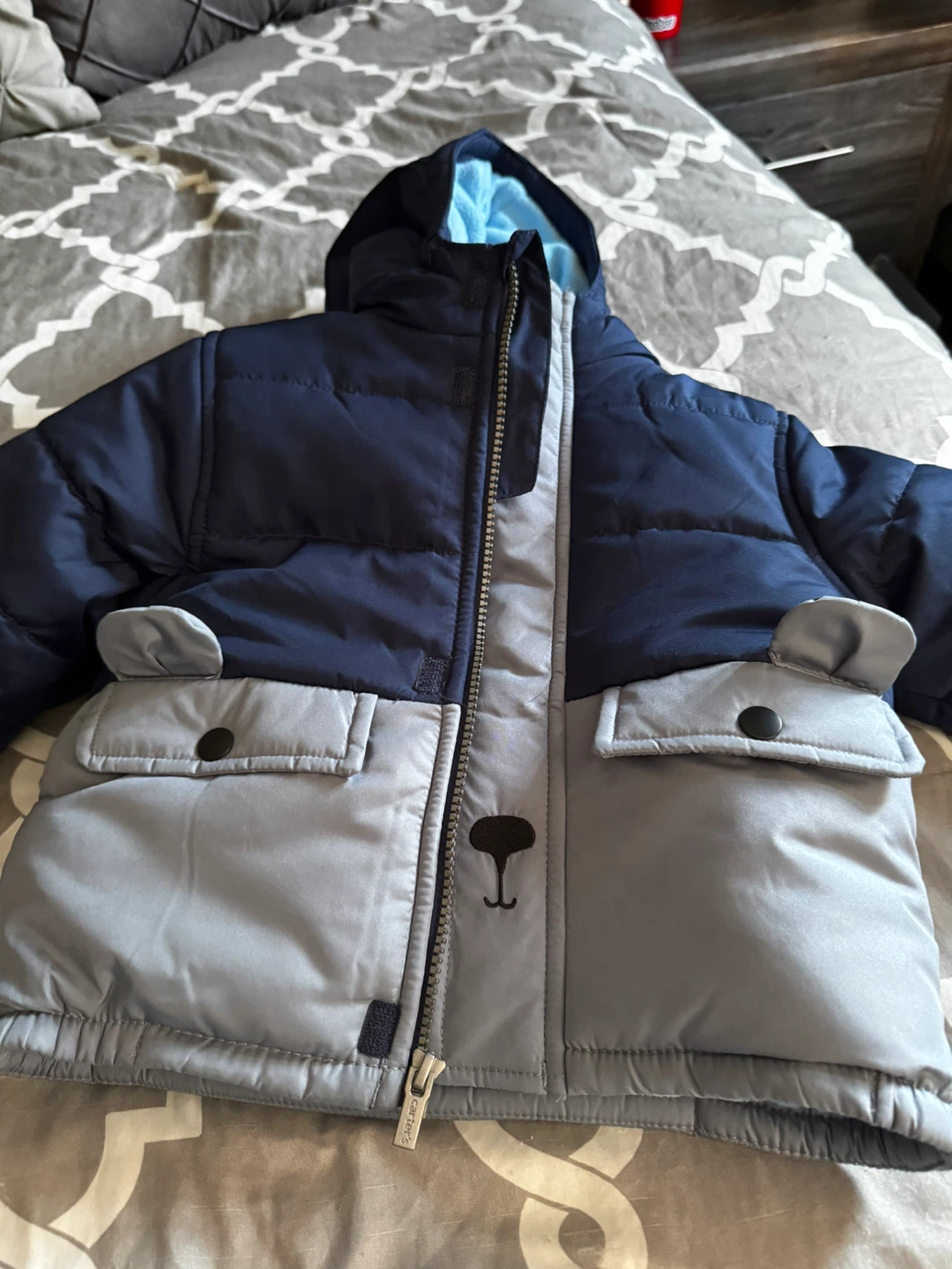 Kids' Puffer Jacket & Snow Pants Set - Navy/Gray