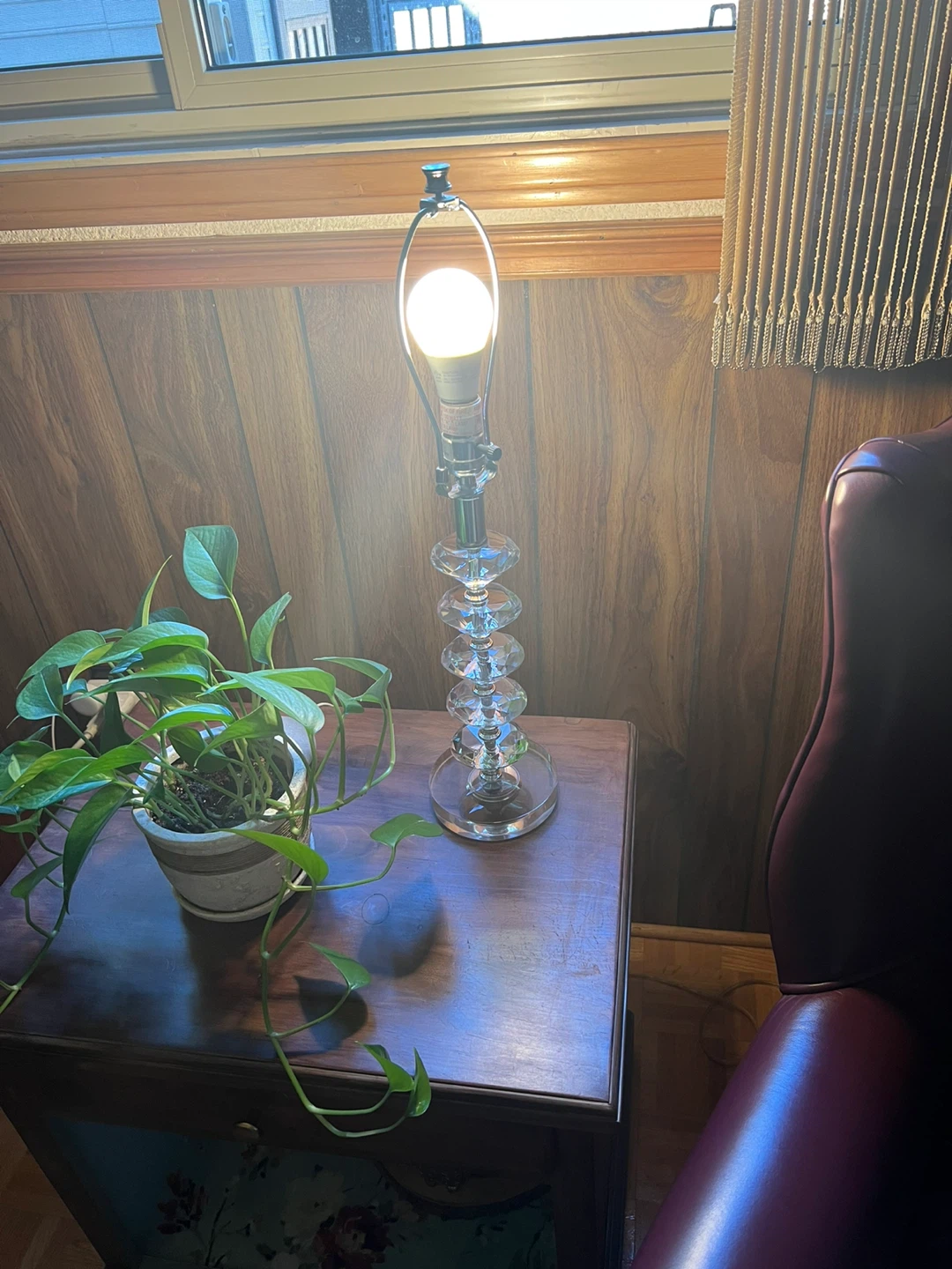 Vintage Stacked Diamond Jewel Cut Clear Table Lamp - photo 3