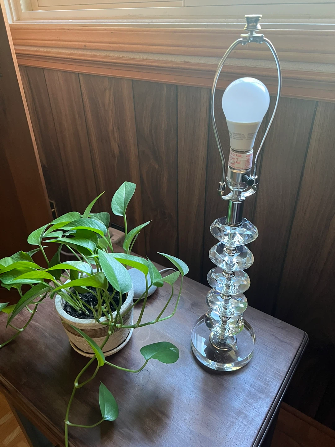 Vintage Stacked Diamond Jewel Cut Clear Table Lamp - photo 2