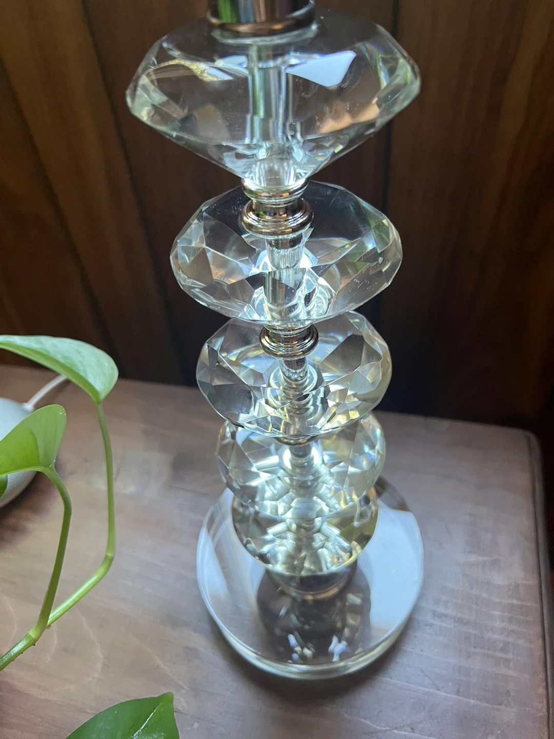 Vintage Stacked Diamond Jewel Cut Clear Table Lamp - photo 4
