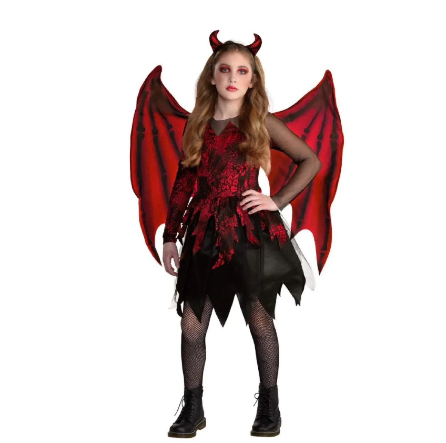 Devil Costume - Dress, Wings, Horns 7-8 years image indicator(4)
