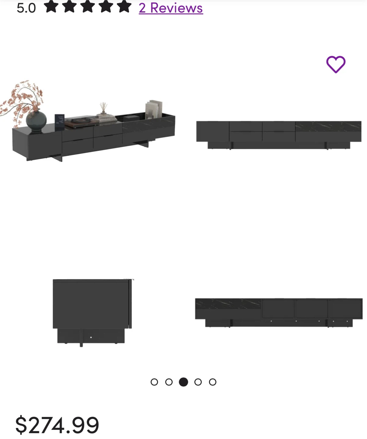 Wayfair 5-Drawer 1-Shelf TV Stand - Modern Design - photo 5