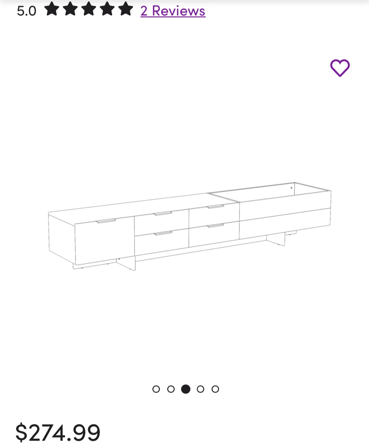 Wayfair 5-Drawer 1-Shelf TV Stand - Modern Design - photo 4