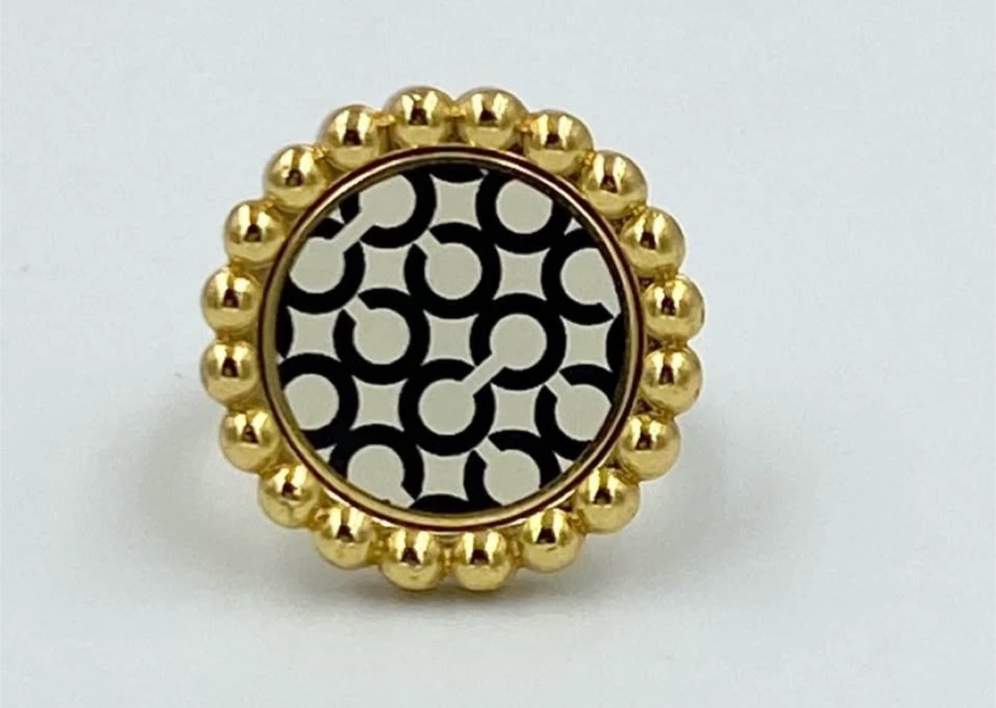 Coach Gold Ring with Black & White Pattern - photo 2