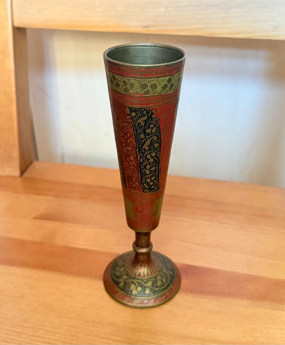 Vintage Etched Brass Goblet thumbnail