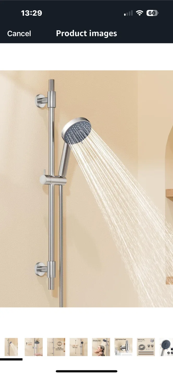 KES Bathroom Shower Slide Bar Set - Stainless Steel thumbnail