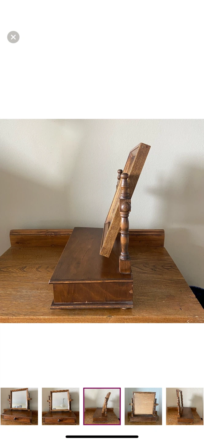 Antique Dresser Vanity Mirror with Drawer - photo 2