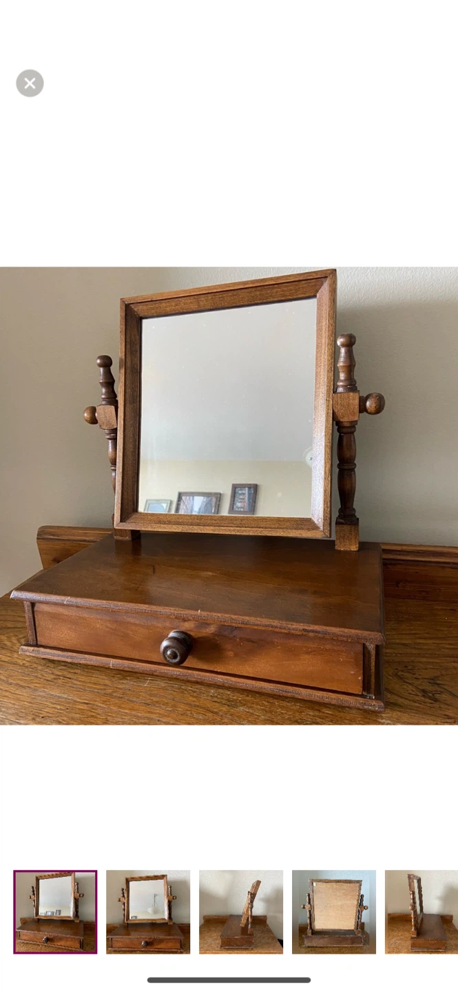 Antique Dresser Vanity Mirror with Drawer