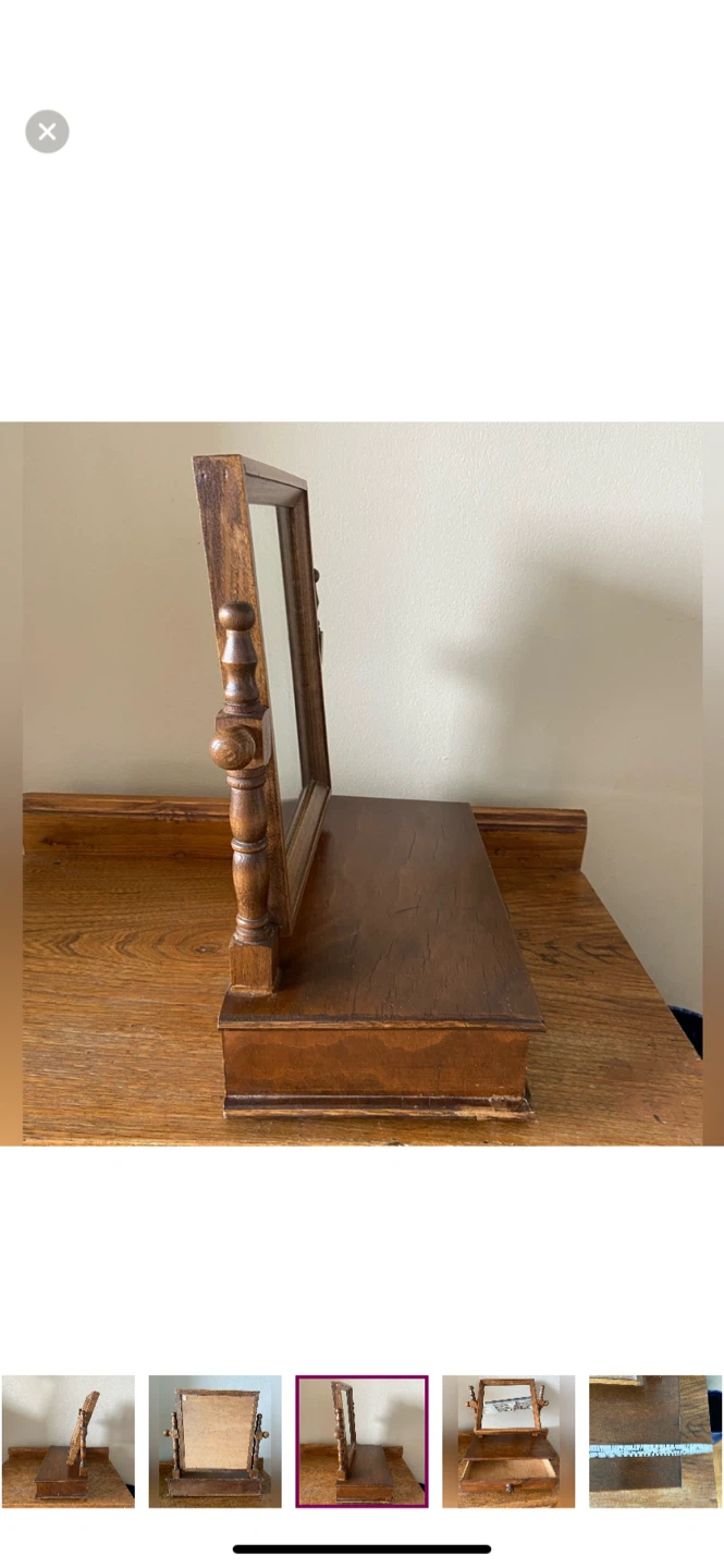 Antique Dresser Vanity Mirror with Drawer - photo 4