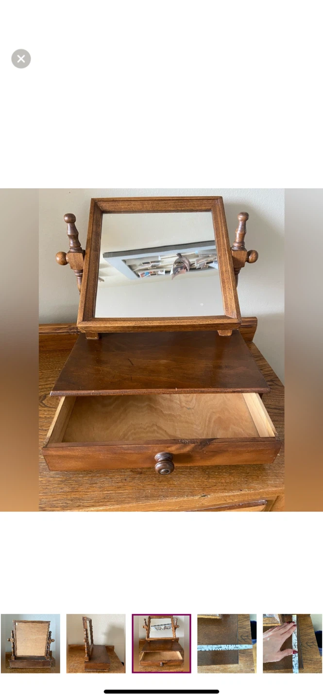 Antique Dresser Vanity Mirror with Drawer - photo 5