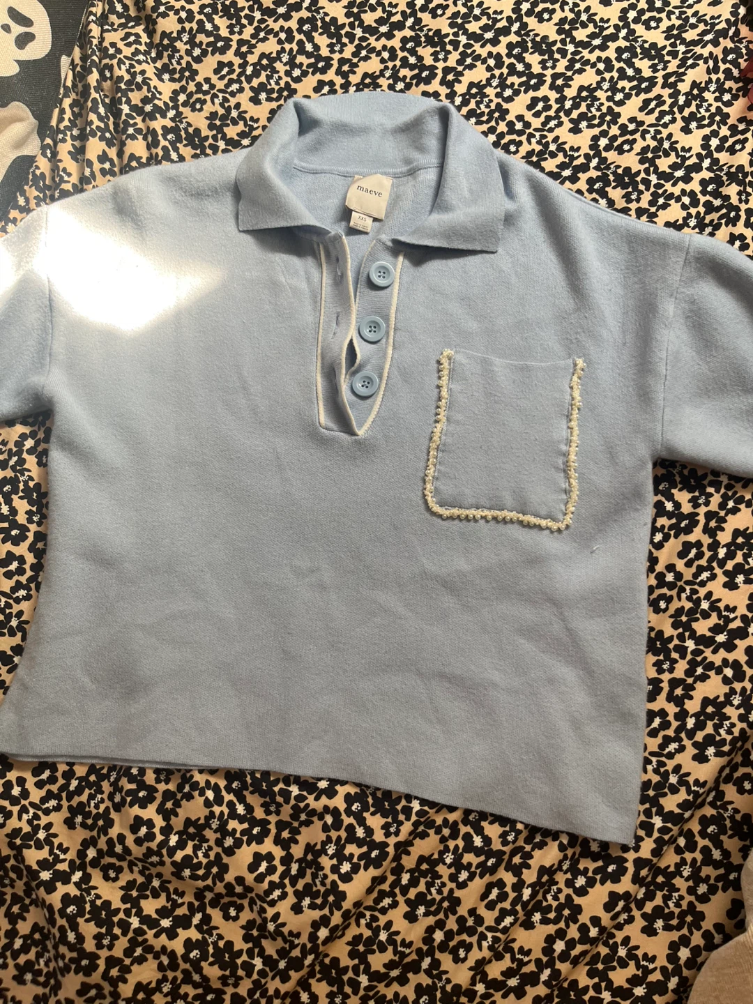 Maeve Light Blue Polo Shirt - Size XXS