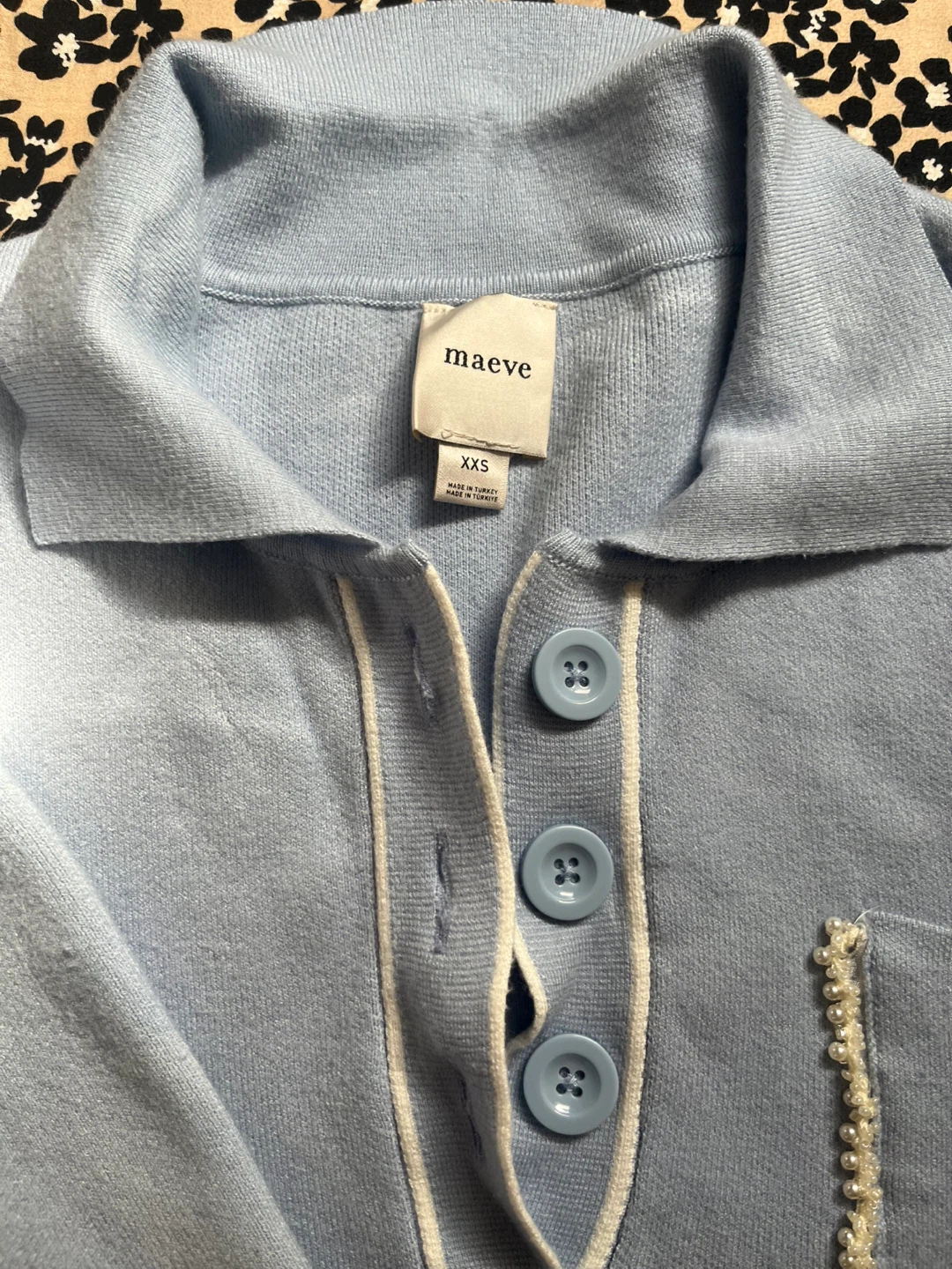 Maeve Light Blue Polo Shirt - Size XXS - photo 2