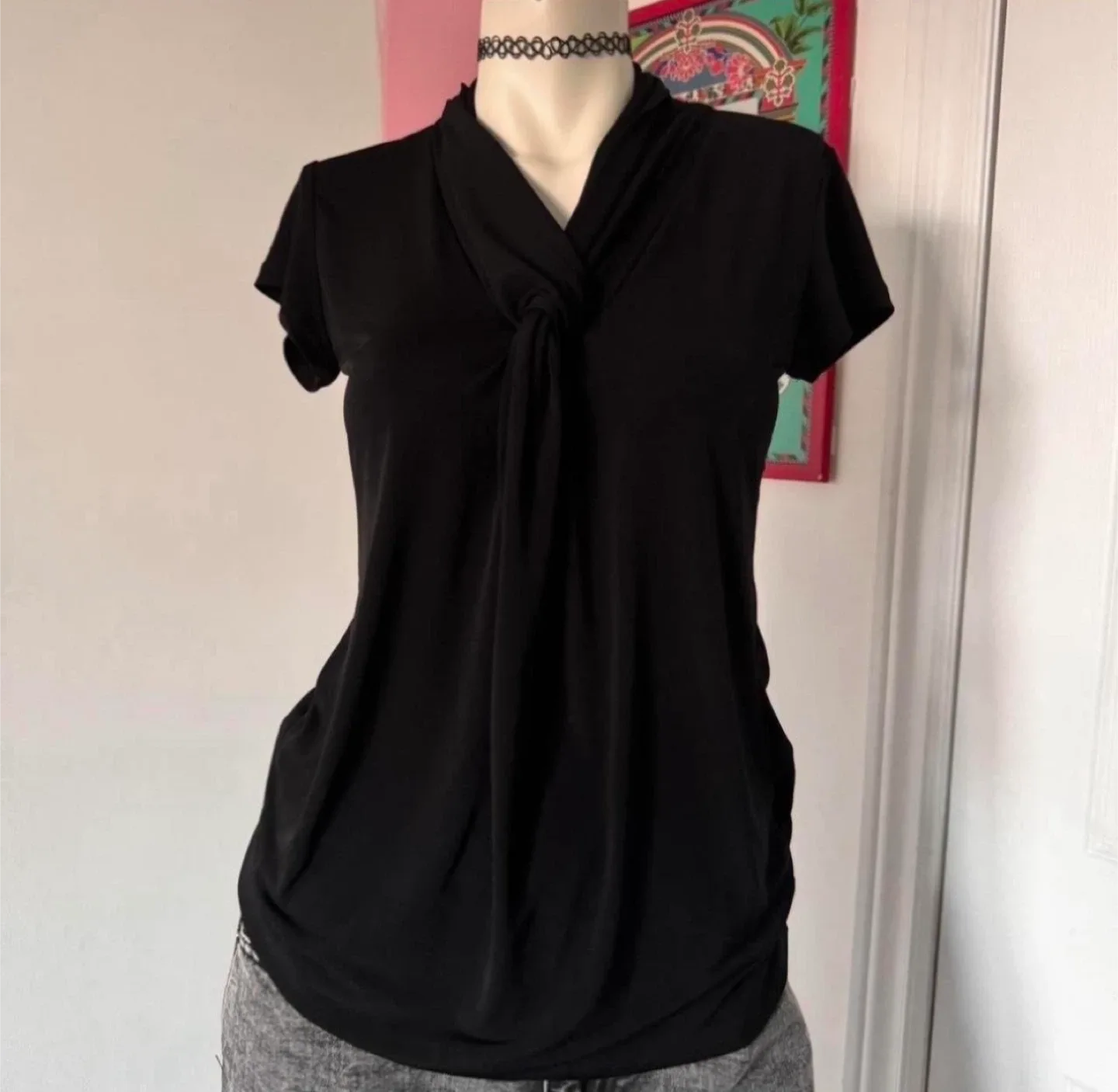 Black Grace top with tie detail thumbnail