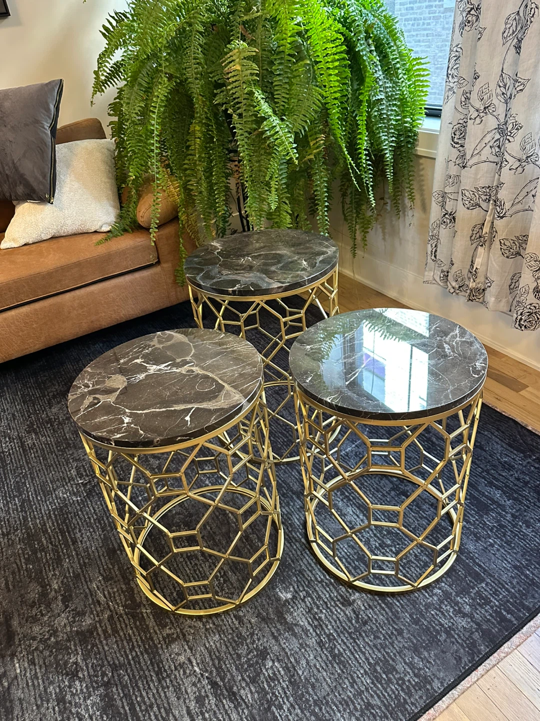 Marble Top Side Tables - Set of 2