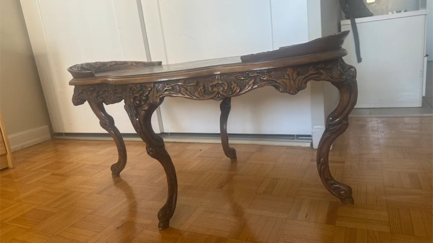 Antique Carved Wood Coffee Table