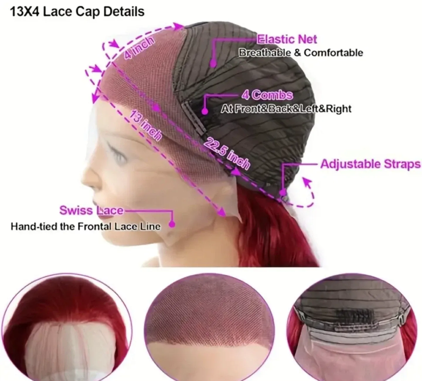 Burgundy Lace Front Wig - 13x4, 32 inch image indicator(4)