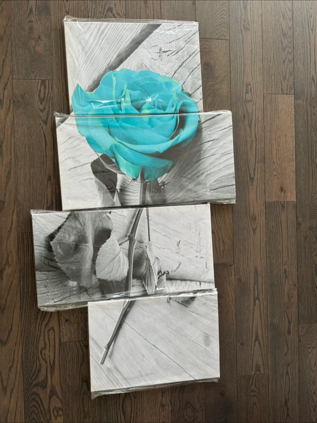 Teal Rose Canvas Wall Art - New image indicator(2)