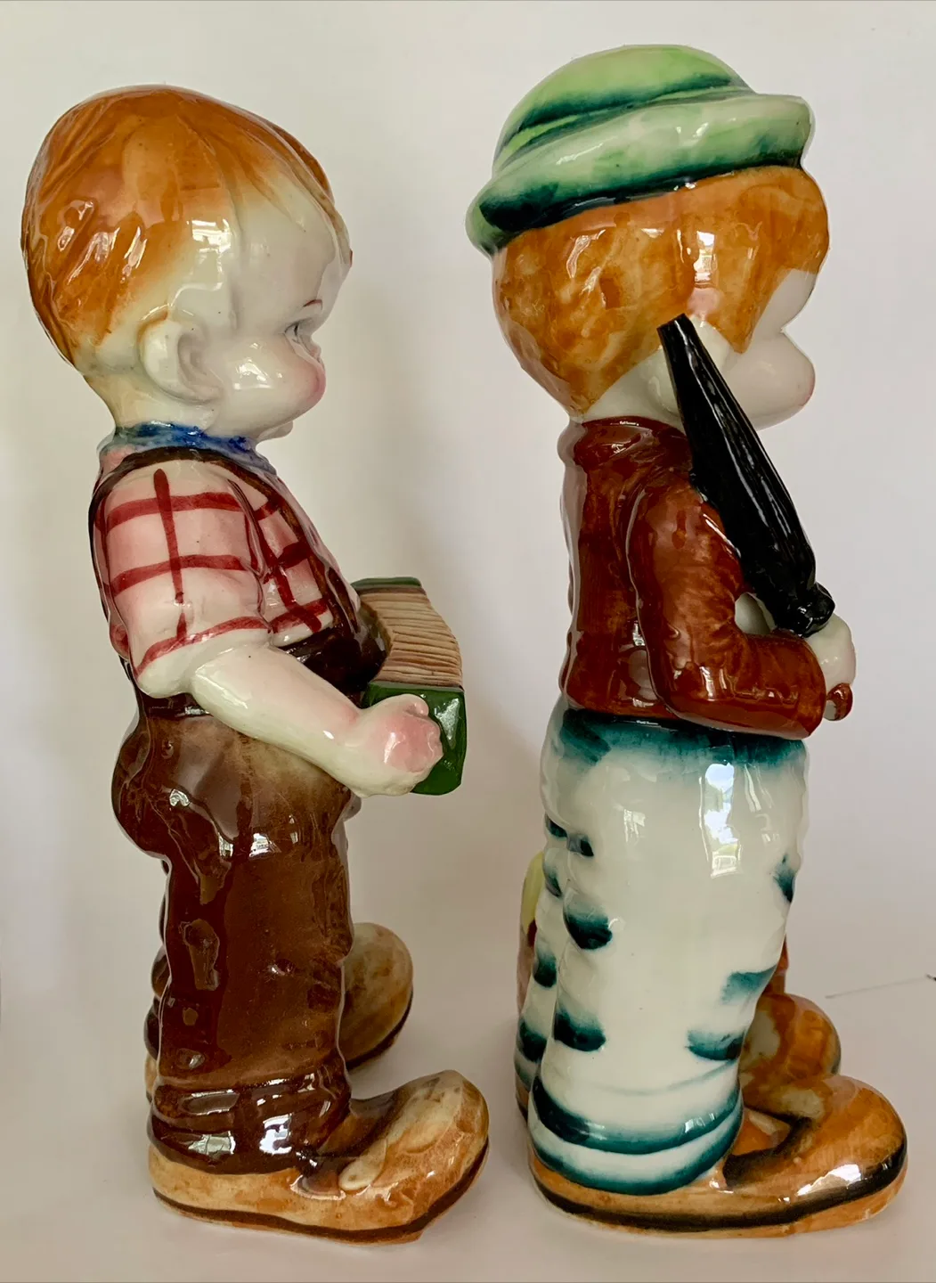 🧡 Vintage Chubby Cheeked Ceramic Boy 9” Figurine Set image indicator(3)