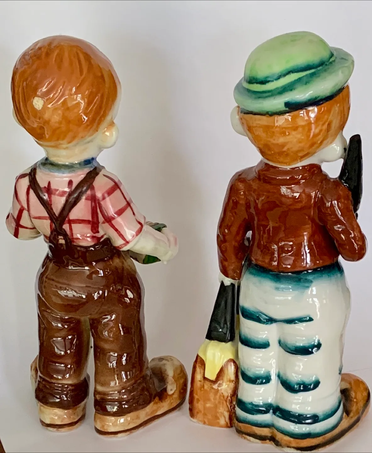 🧡 Vintage Chubby Cheeked Ceramic Boy 9” Figurine Set image indicator(2)