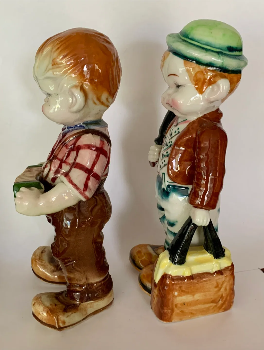 🧡 Vintage Chubby Cheeked Ceramic Boy 9” Figurine Set image indicator(4)