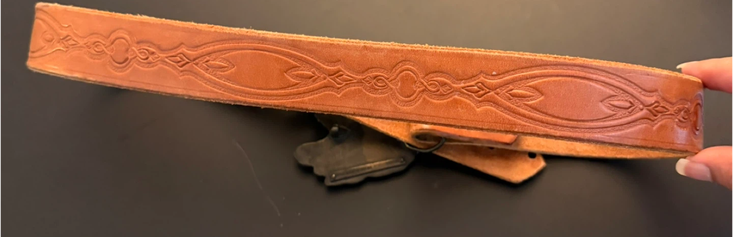 Leather Belt with Raven Buckle - photo 2