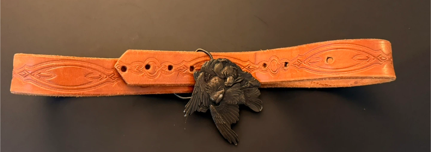Leather Belt with Raven Buckle