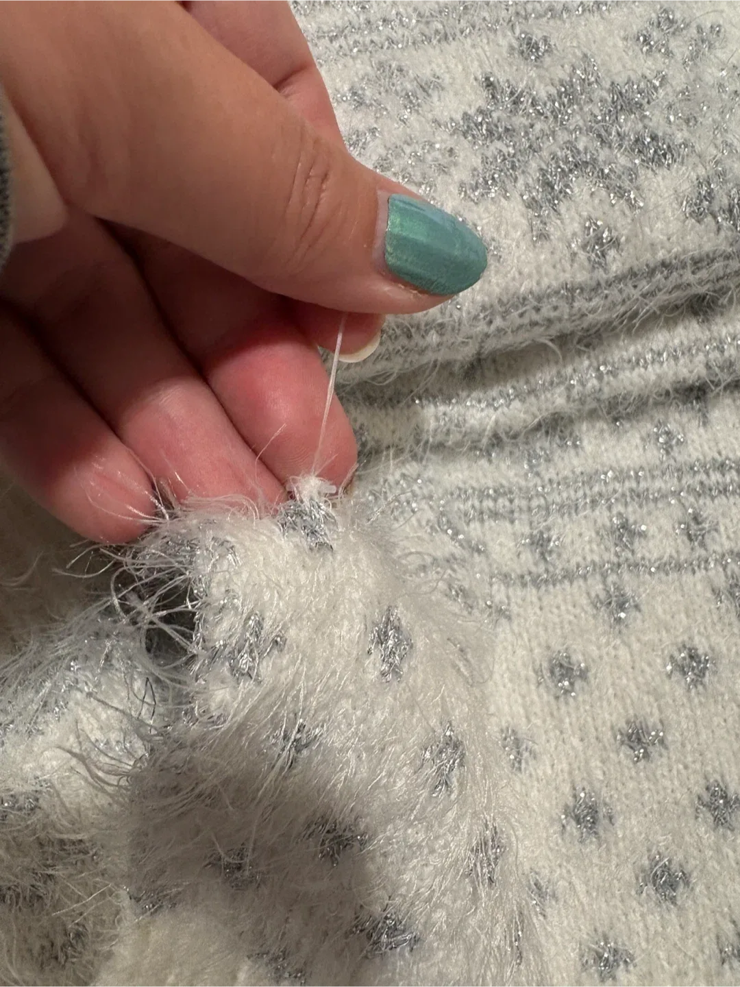 White & Silver Knit Scarf, Mittens & Top Set image indicator(3)