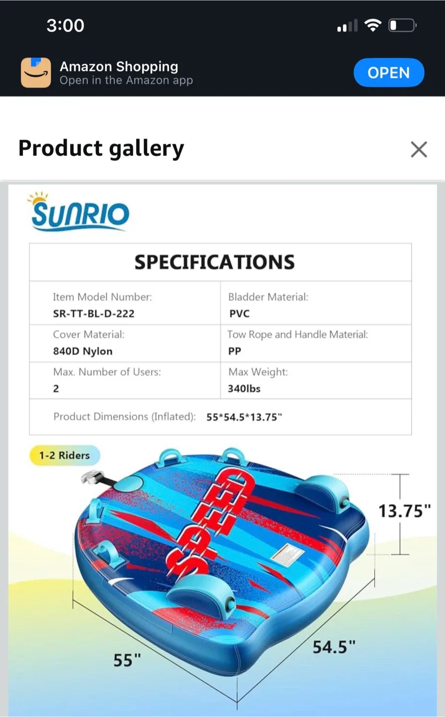 Sunrio 2-Person Inflatable Snow Tube image indicator(2)