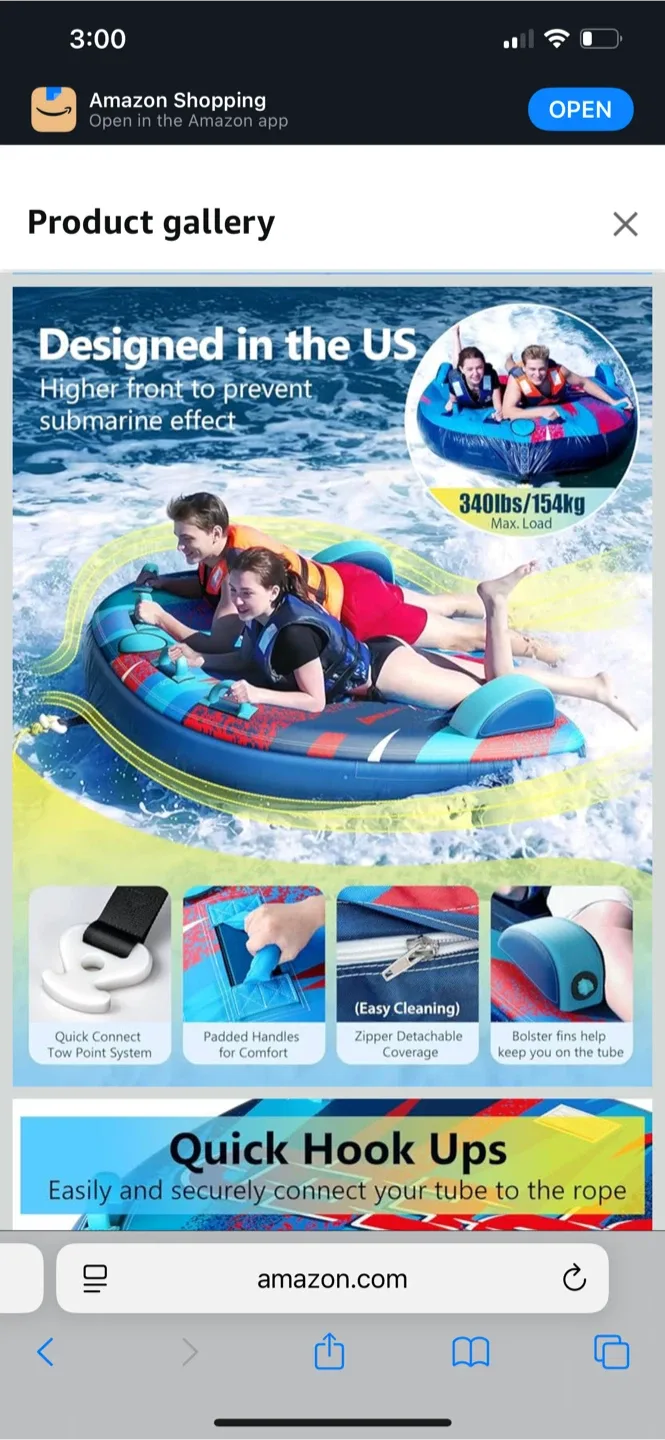 Sunrio 2-Person Inflatable Snow Tube image indicator(4)