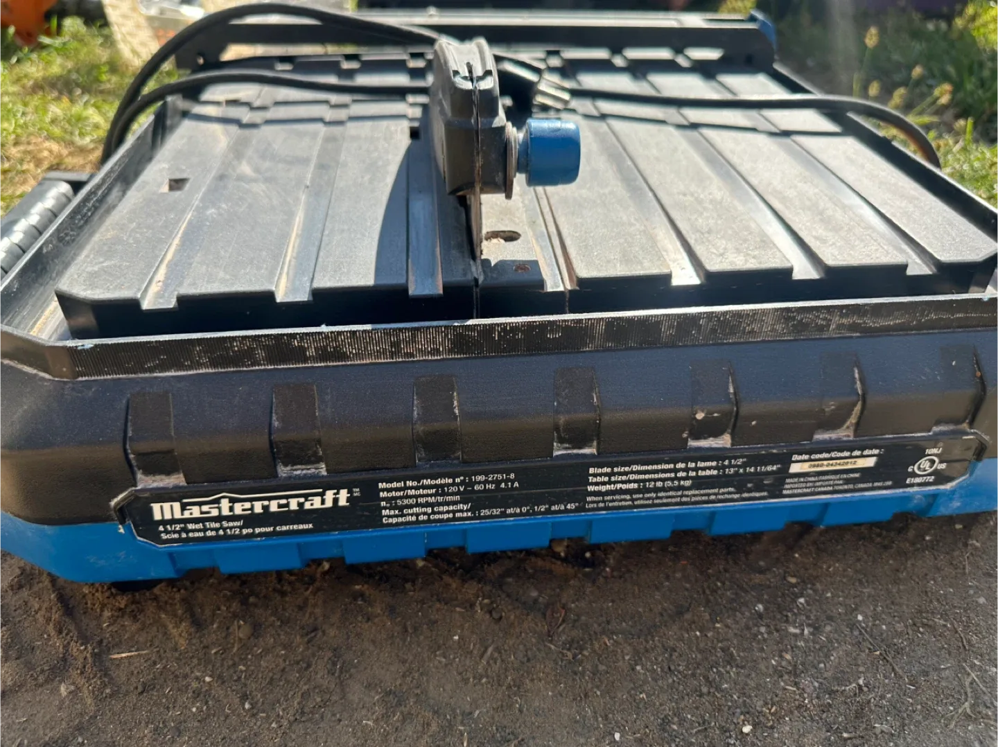 Mastercraft 4 1/2" Wet Tile Saw image indicator(5)