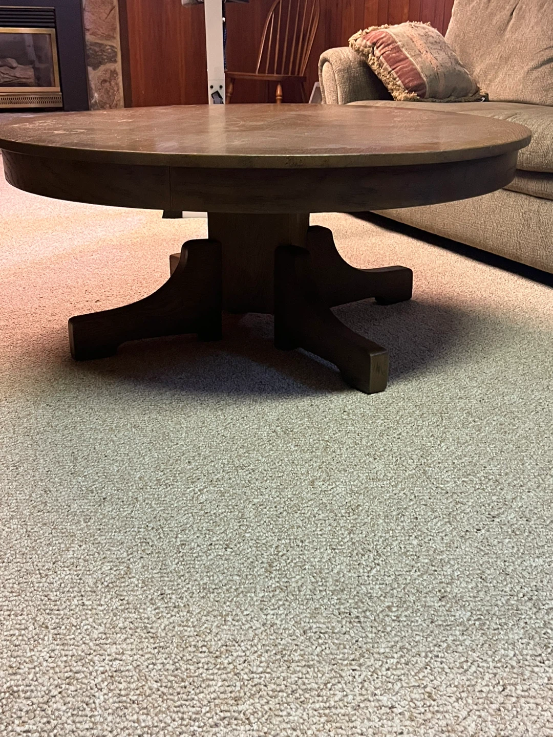 Solid Oak Round Pedestal Coffee Table