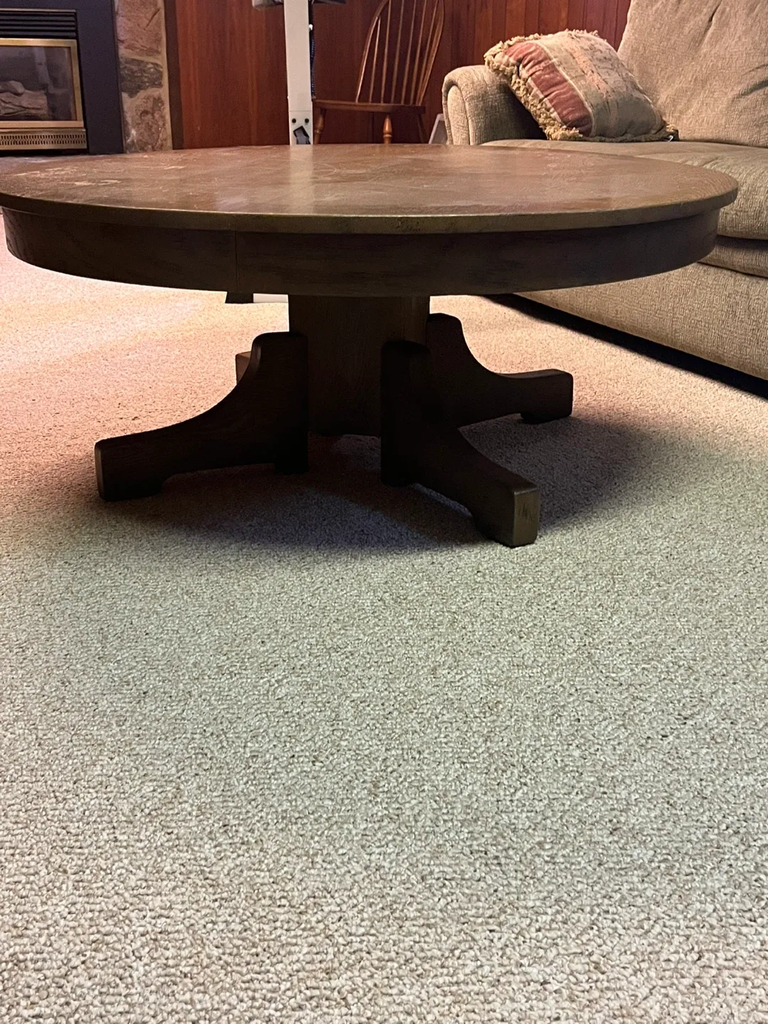 Solid Oak Round Pedestal Coffee Table thumbnail