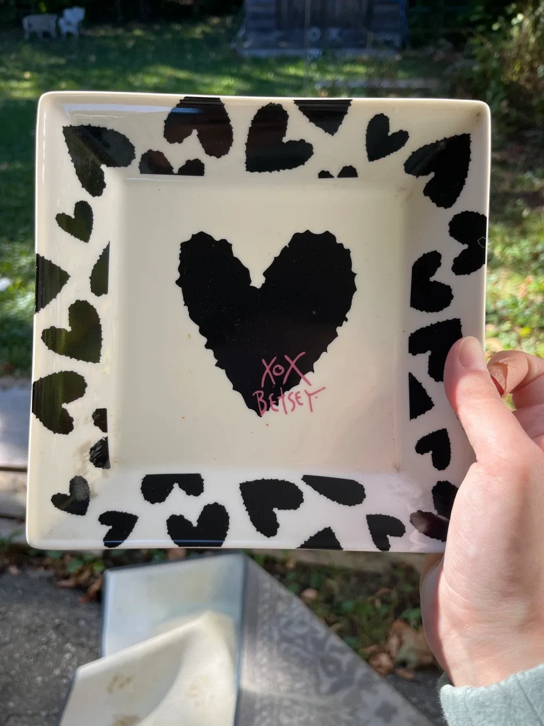 Betsey Johnson Heart Print Square Plate thumbnail