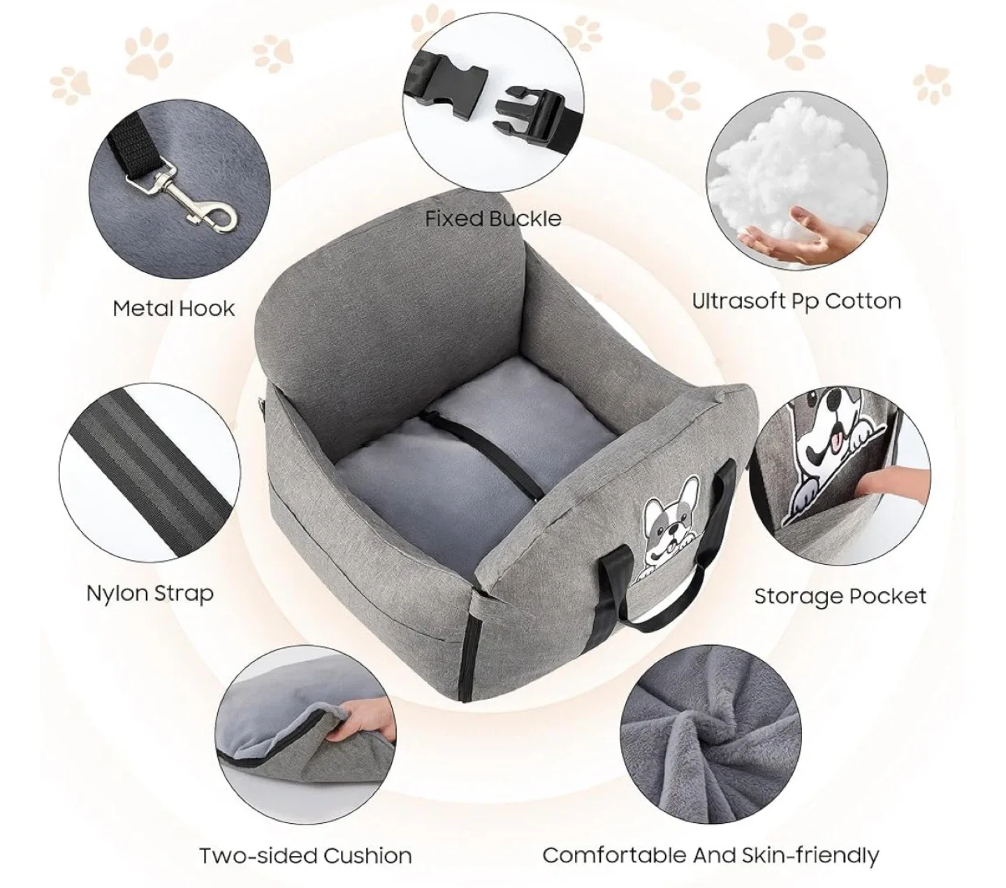 Dog Car Seat Carrier, Gray image indicator(4)