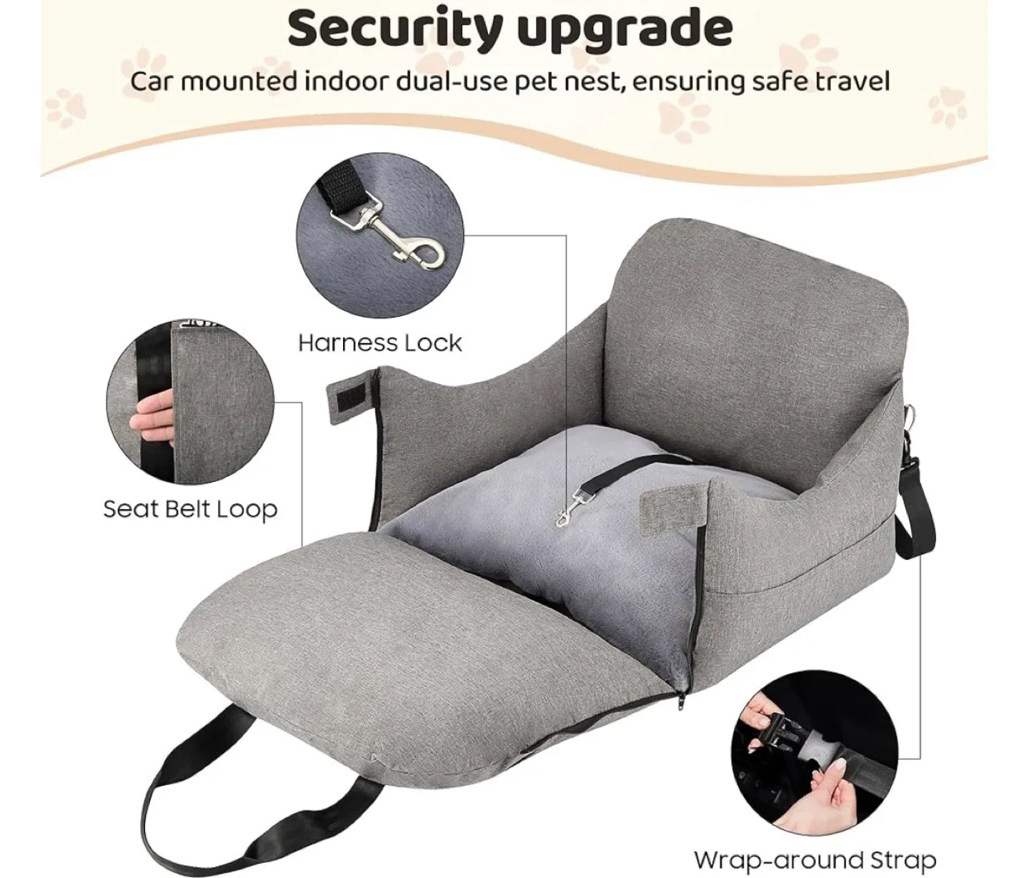 Dog Car Seat Carrier, Gray image indicator(6)