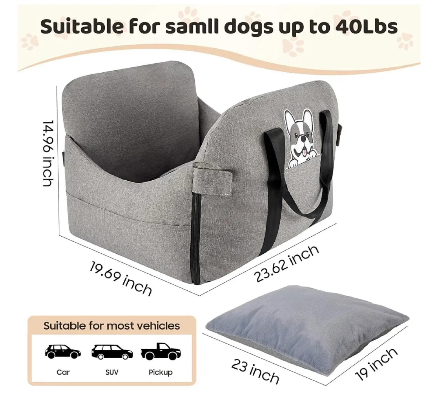 Dog Car Seat Carrier, Gray image indicator(3)
