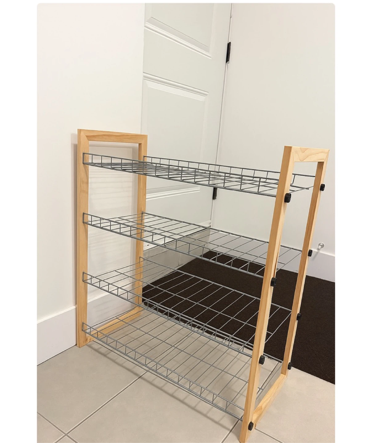 Wooden & Wire Shoe Rack