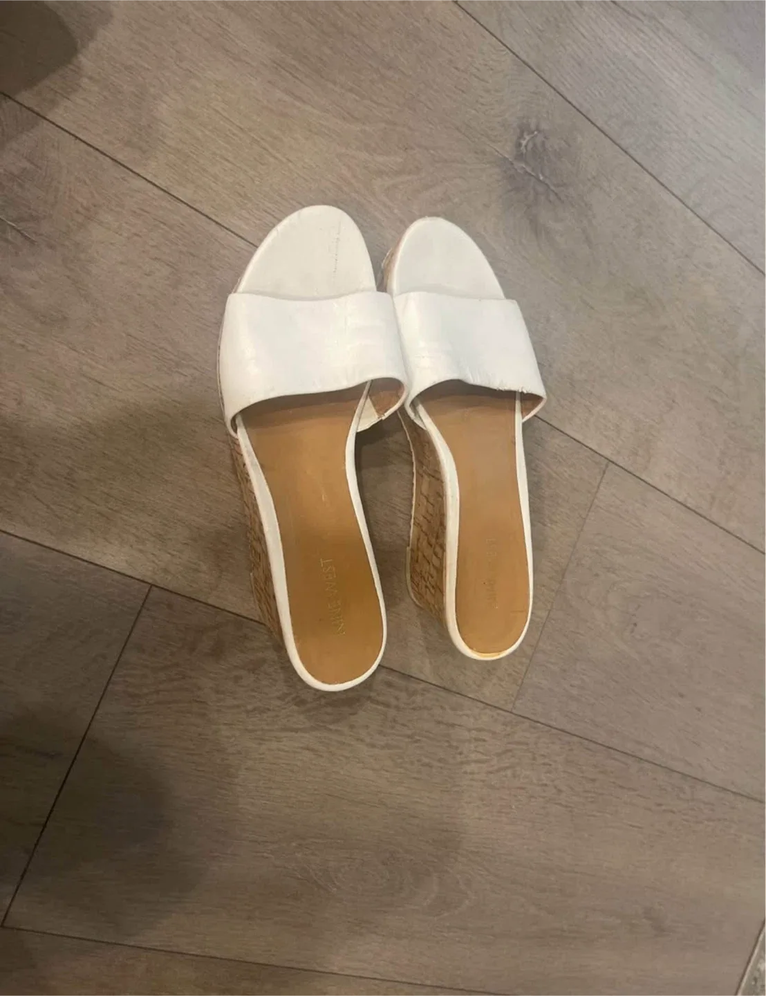 Nine West White Leather Wedge Sandals image indicator(3)