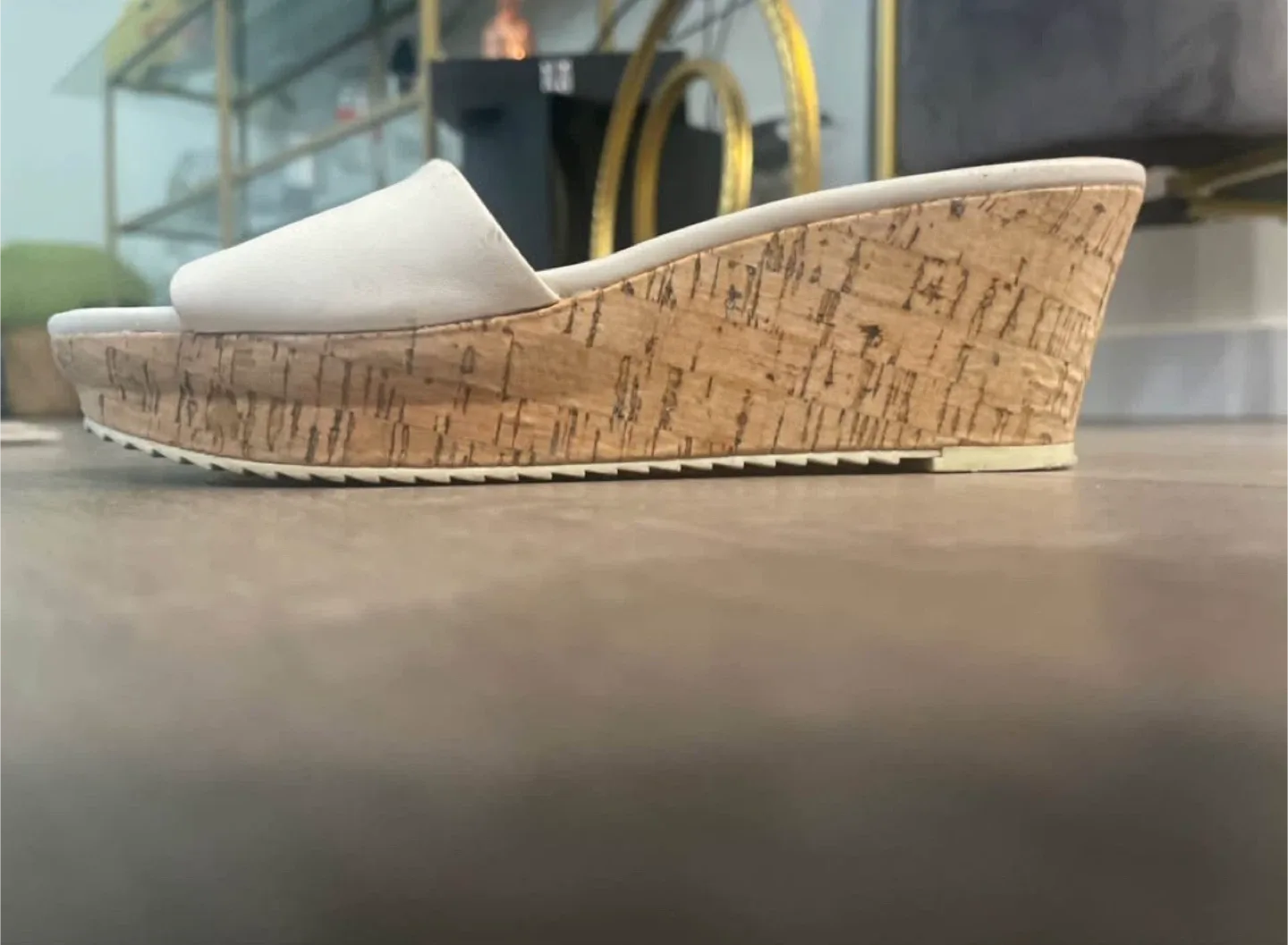 Nine West White Leather Wedge Sandals image indicator(2)