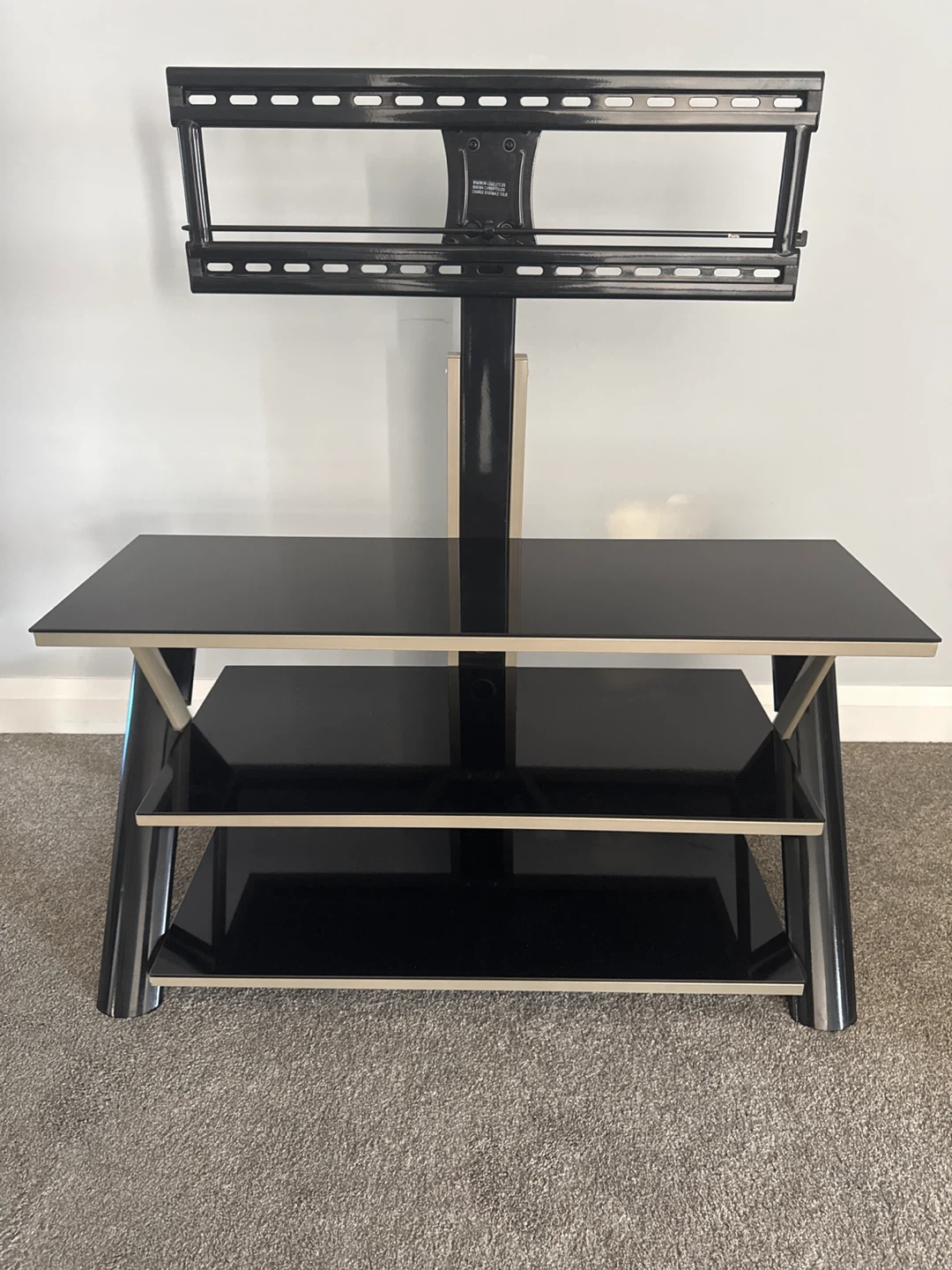 Black Glass TV Stand with Mount
