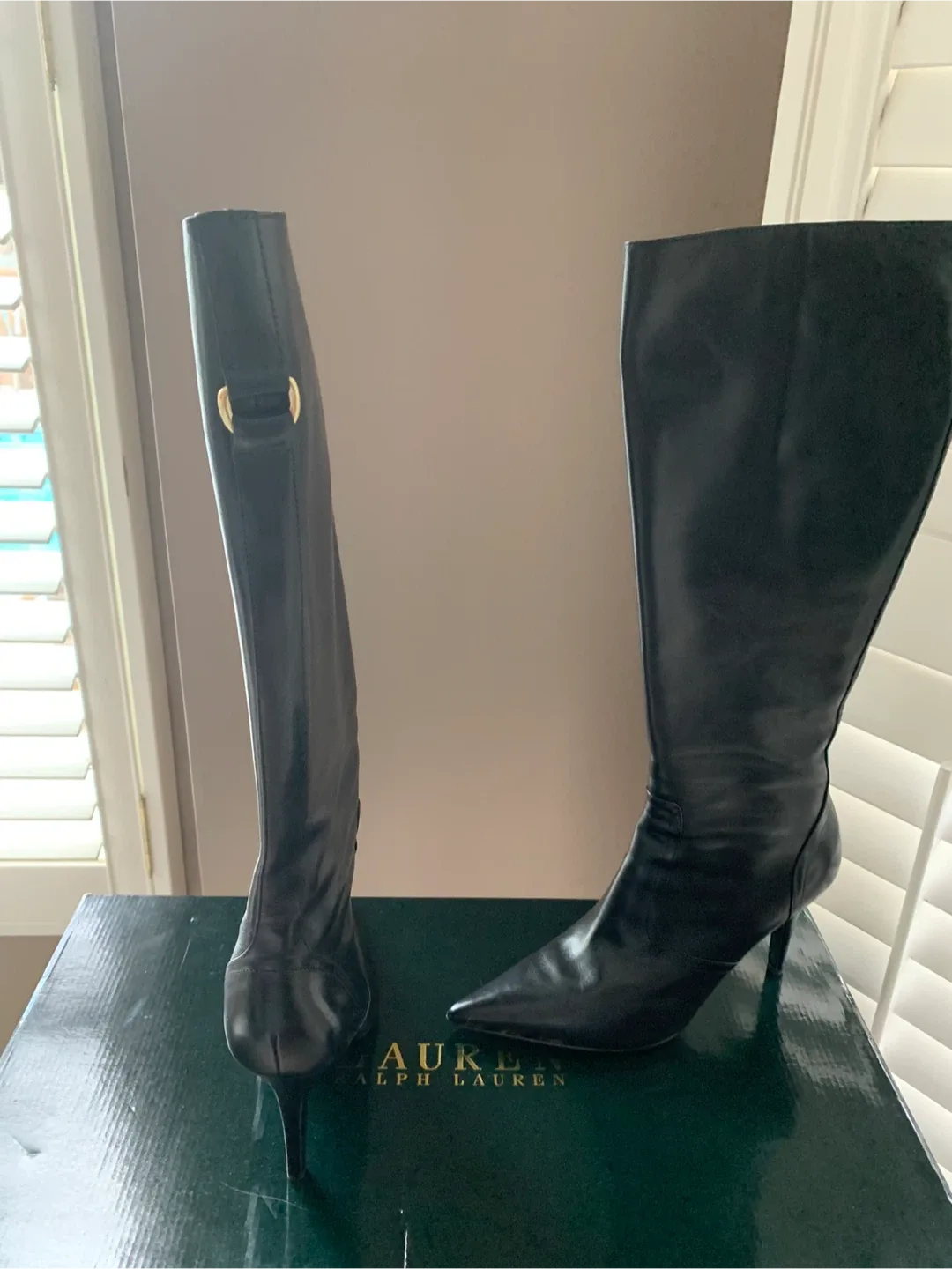 Ralph Lauren Black Leather Knee High Boots - Size 9.5B image indicator(3)