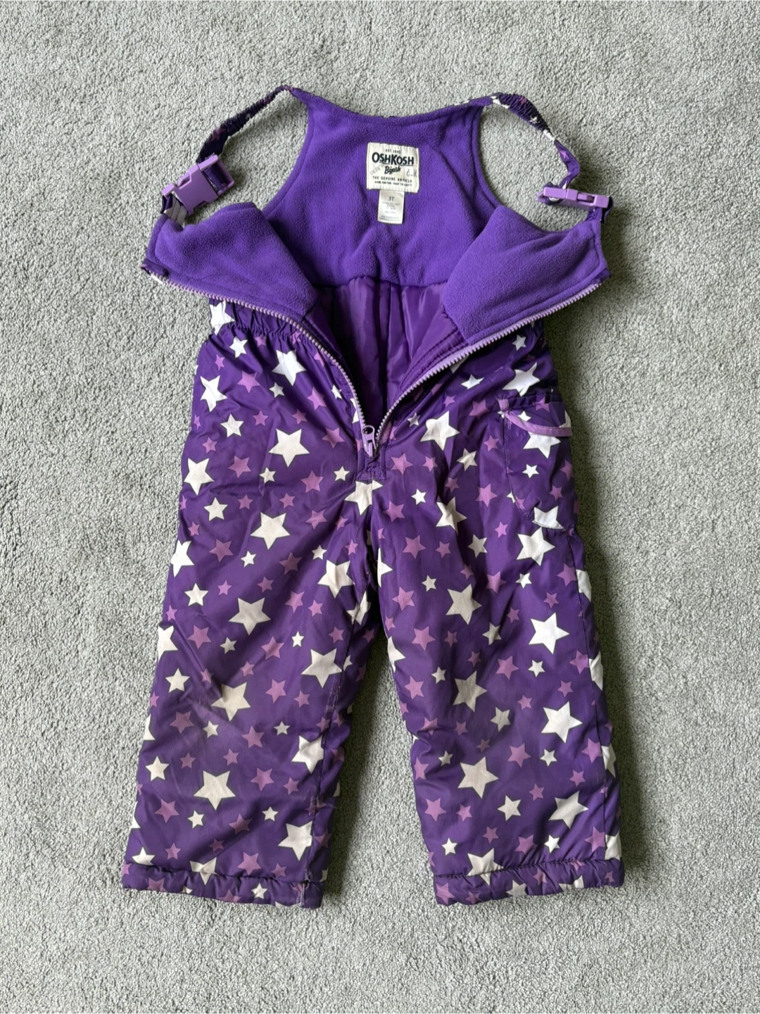 OshKosh B'gosh Purple Snow Pants with Stars- Size 3T - photo 2