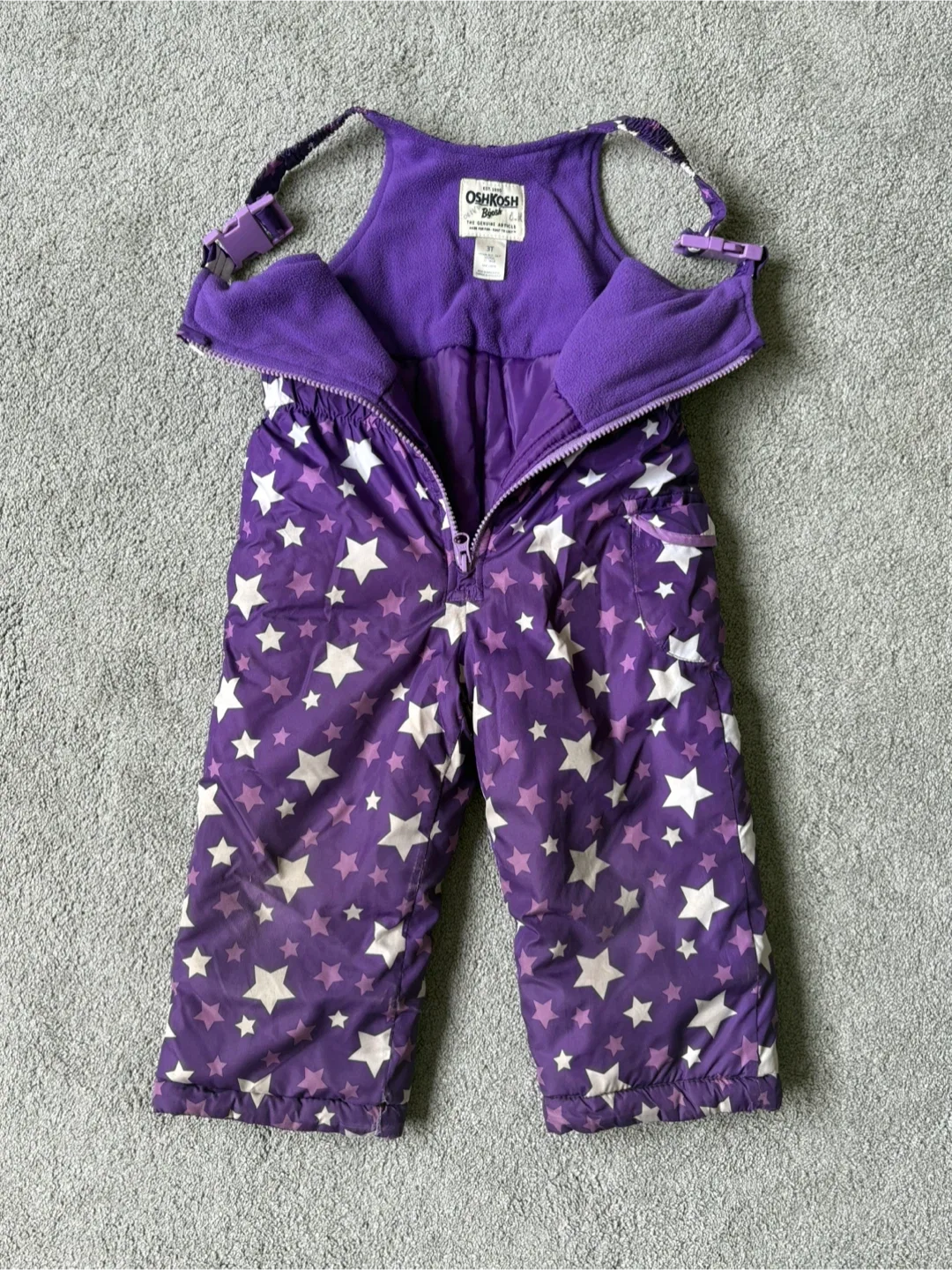 OshKosh B'gosh Purple Snow Pants with Stars- Size 3T image indicator(2)
