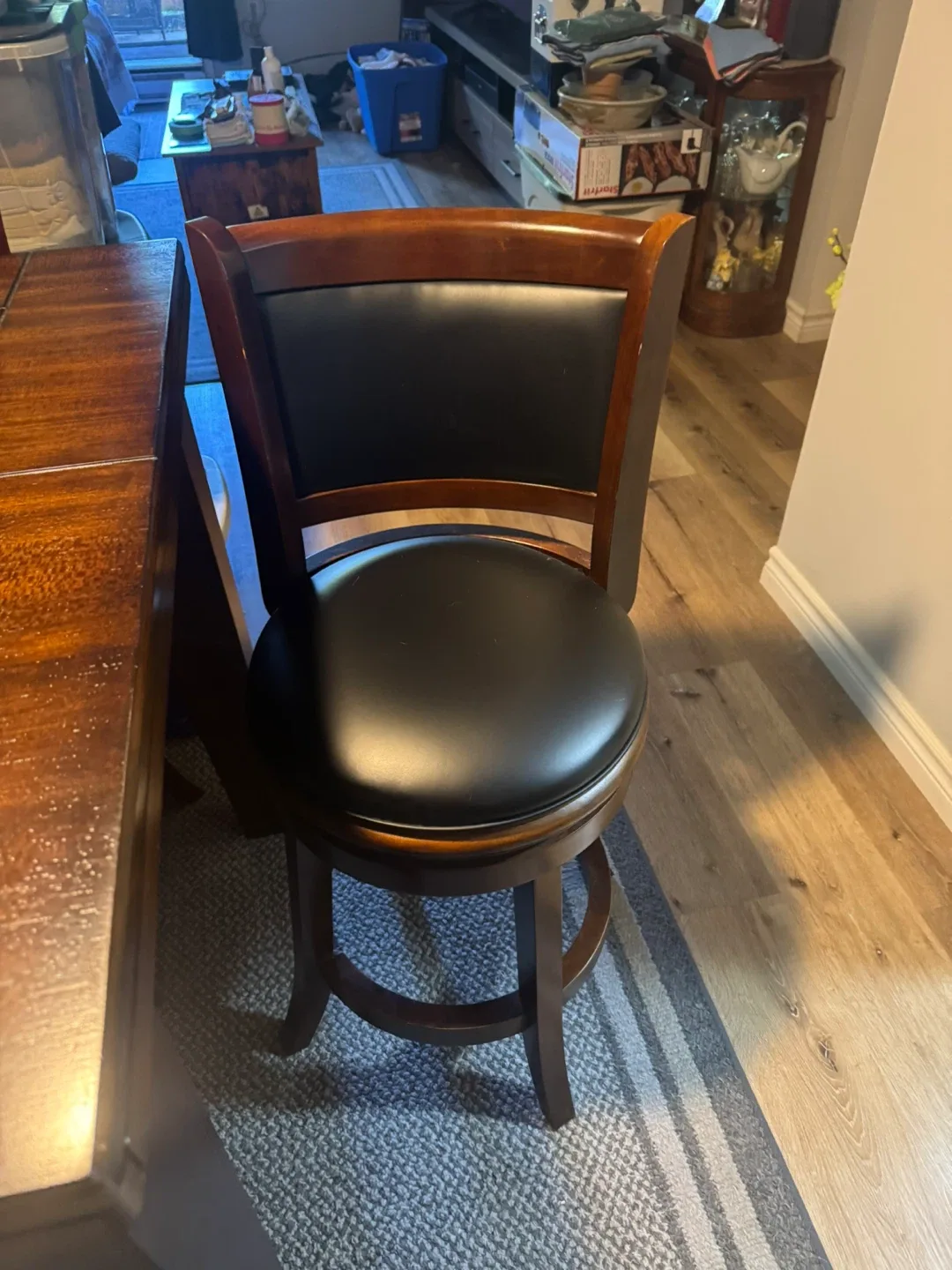 Swivel Bar Stool with Dark Wood Finish image indicator(3)