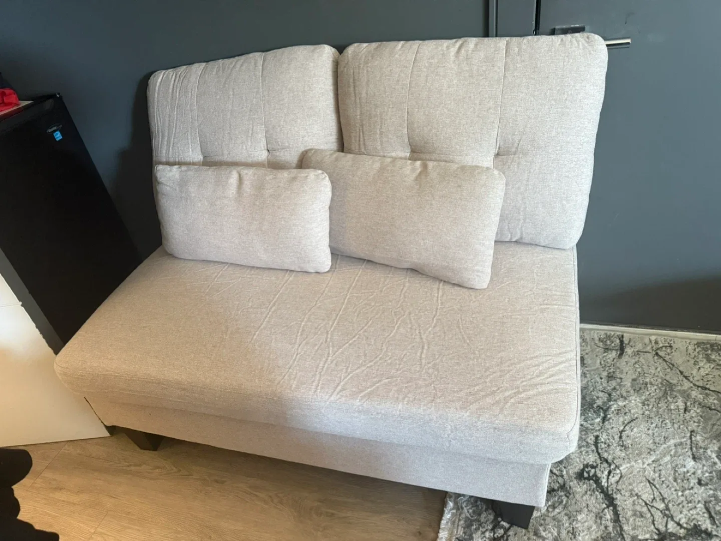 Brand New Beige Loveseat with Throw Pillows thumbnail