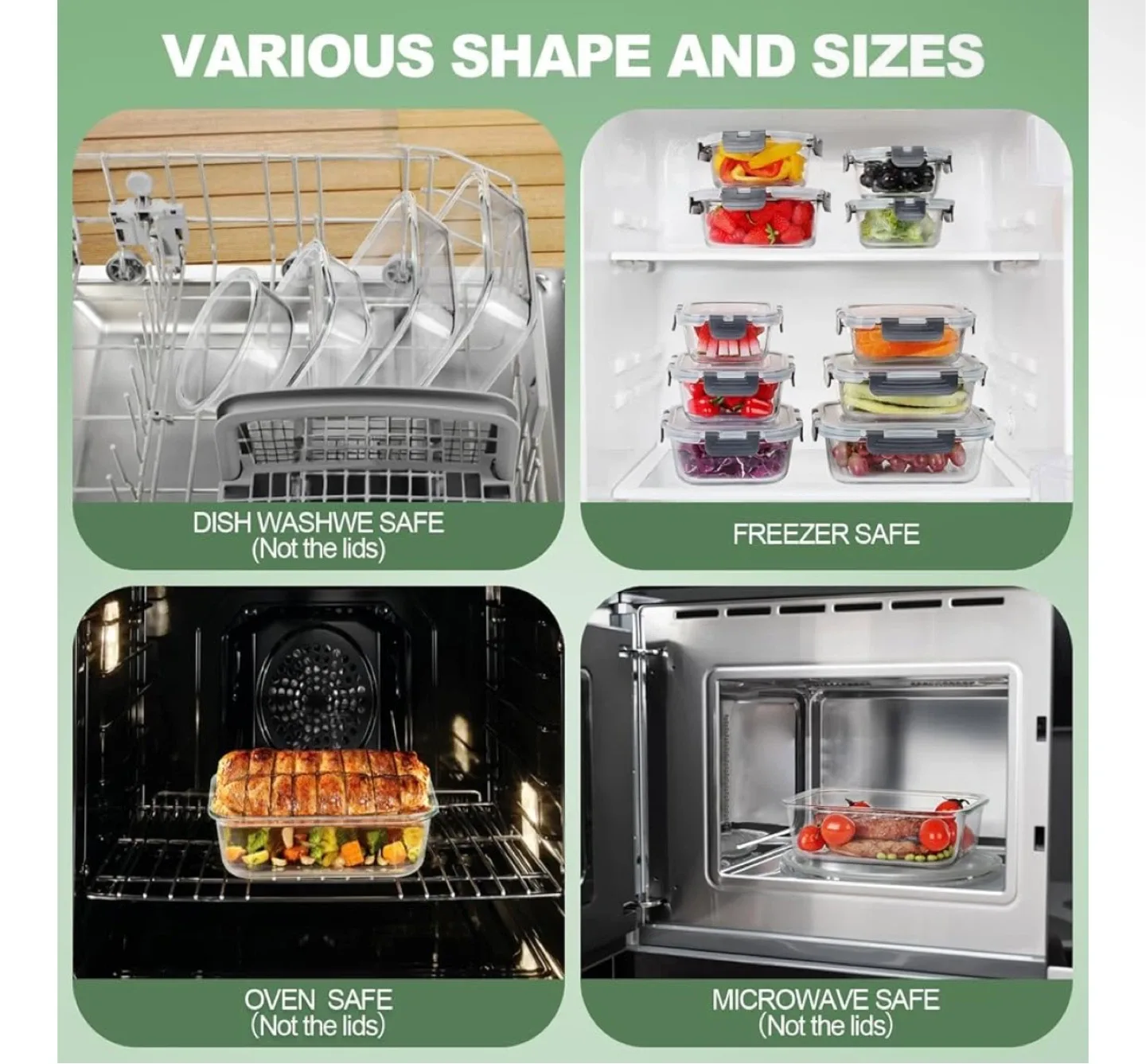 4pack x GLASS food storage containers! DURABLE! Leakproof!! image indicator(10)